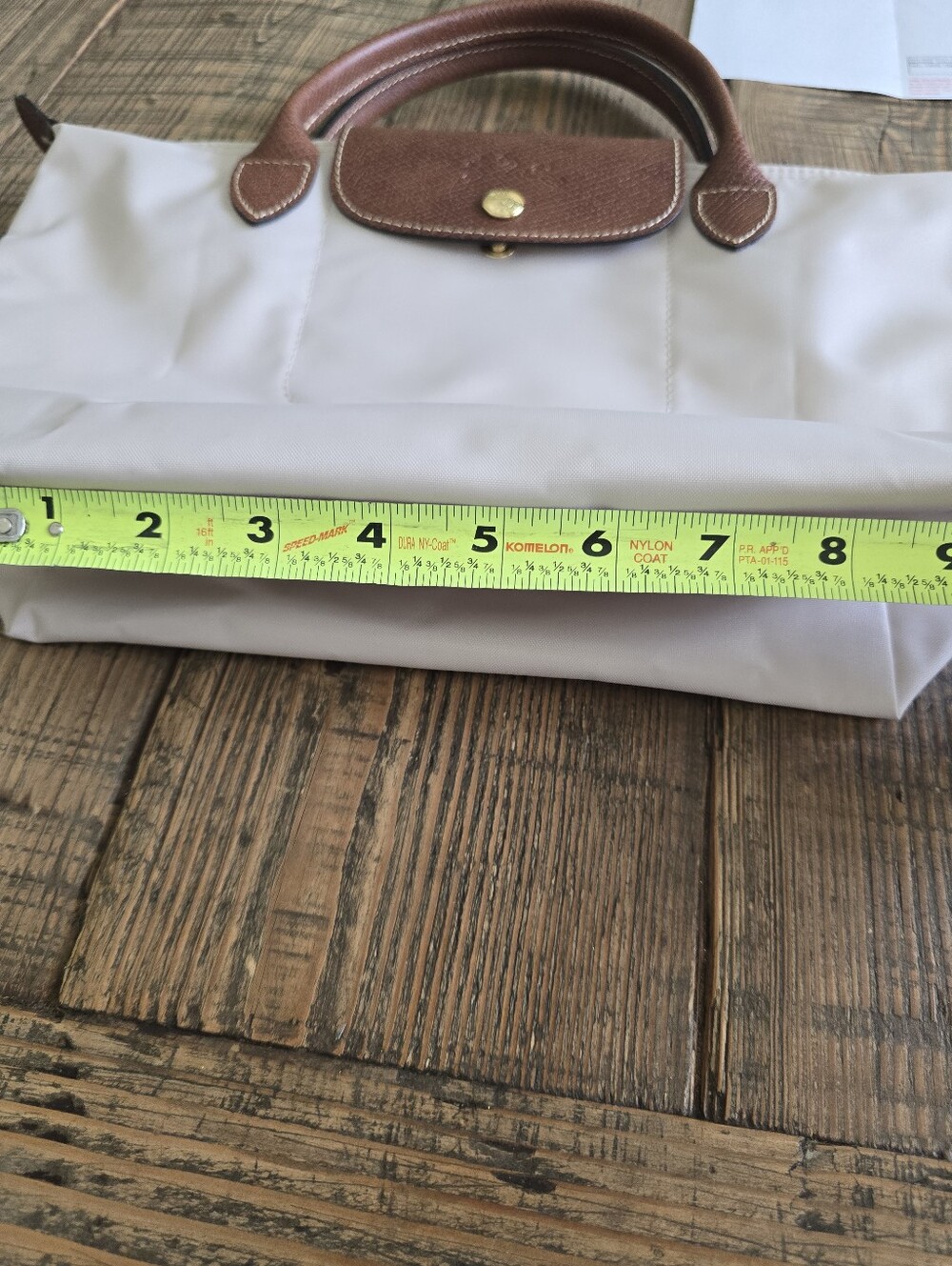 Longchamp Small beige tote with brown leather trim - Picture 5 of 12